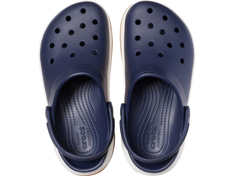 Кроксы синие с оранжевым на толстой подошве Crocband™ Full Force Clog, фото 4