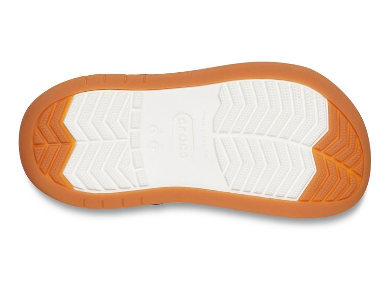 Кроксы синие с оранжевым на толстой подошве Crocband™ Full Force Clog, фото 5