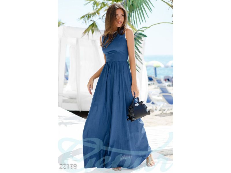 Длинное льняное платье 22189, фото 1