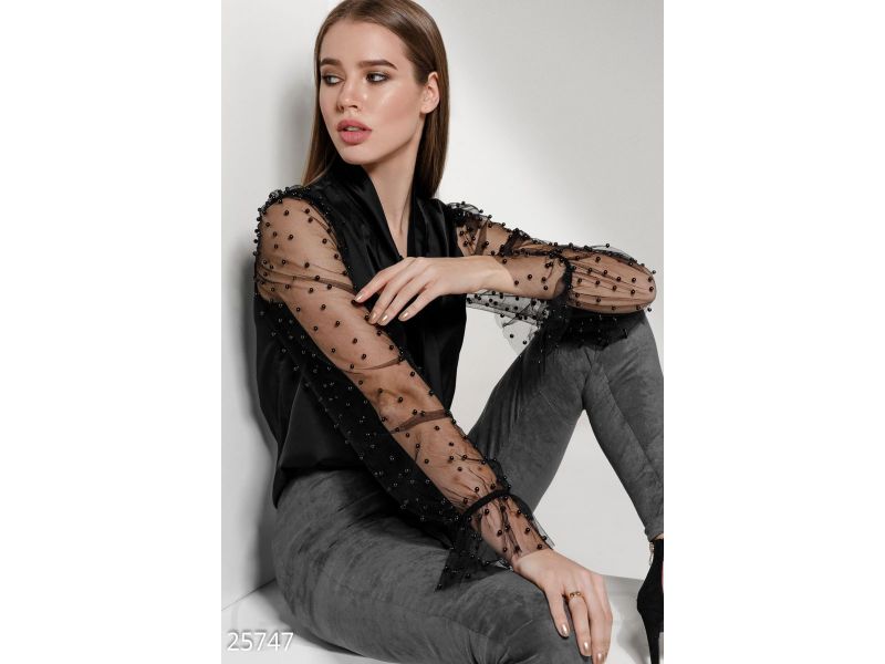 Эффектная шелковая блуза 25747, фото 1