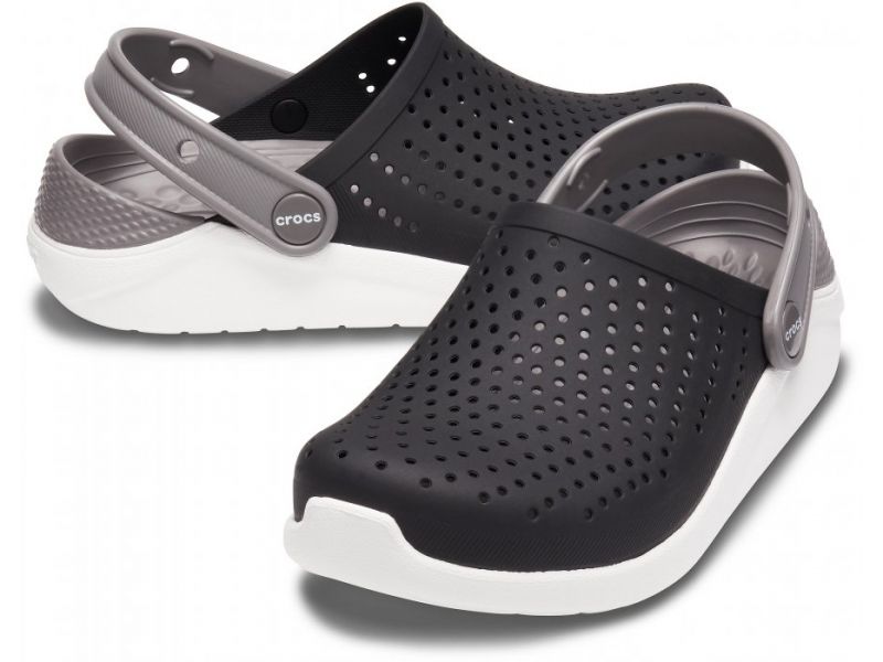 Детские черные с белой подошвой сабо CROCS Kids’ LiteRide™ Clog, фото 2