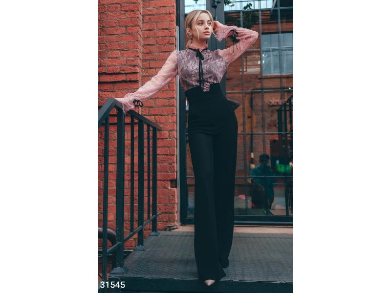 Контрастная кружевная блуза 31545, фото 4