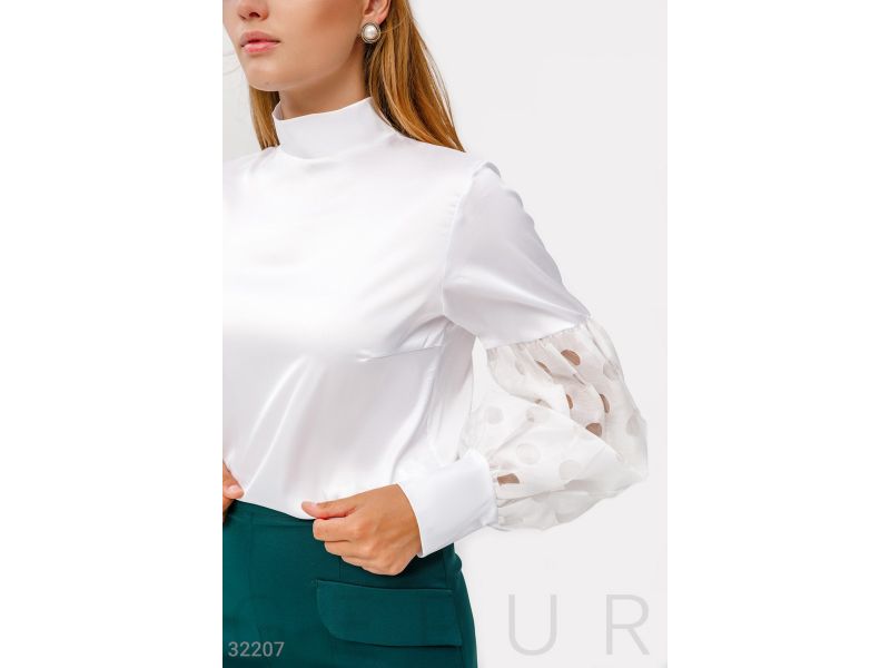 Шелковая классическая блуза 32207, фото 4