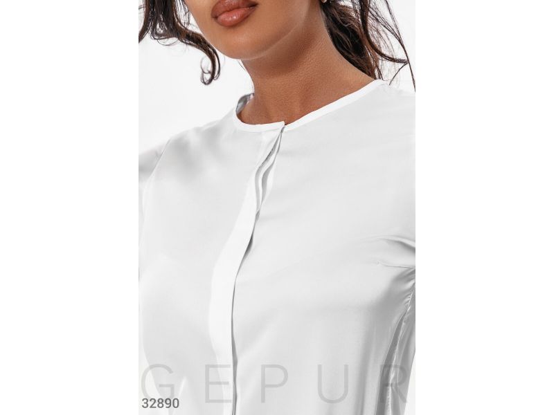 Белоснежная шелковая блуза 32890, фото 2