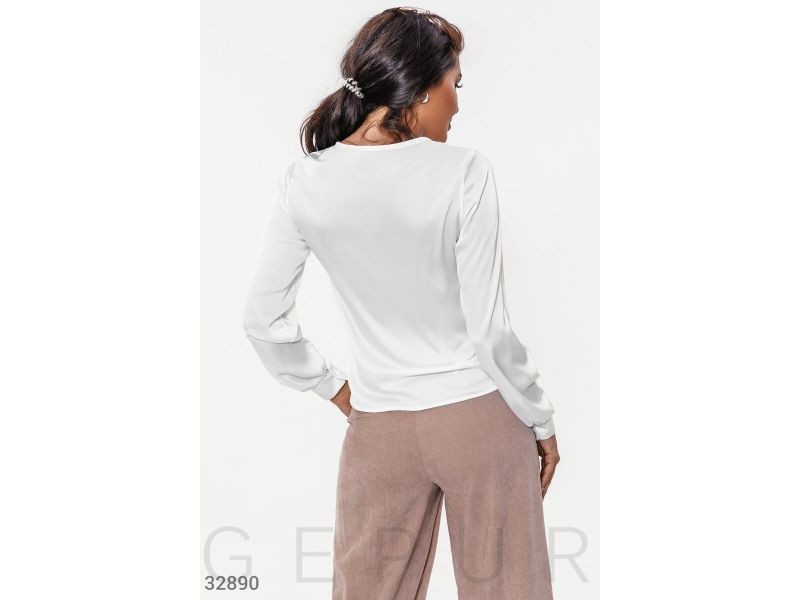 Белоснежная шелковая блуза 32890, фото 4