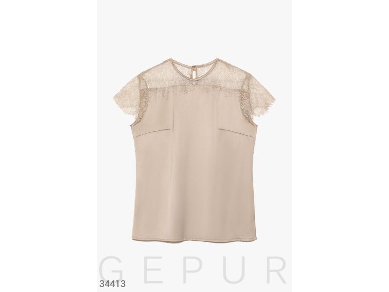 Блуза с французским кружевом 34413, фото 4