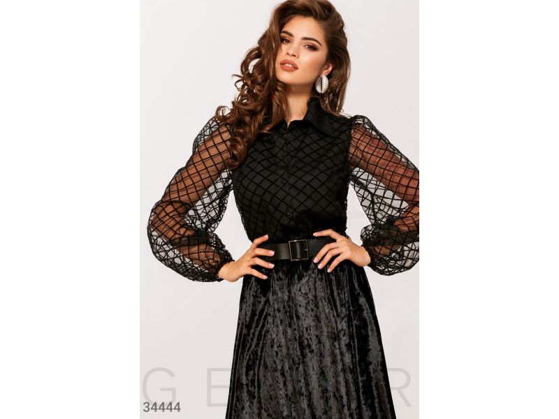 Блуза с прозрачными рукавами 34444, фото 1
