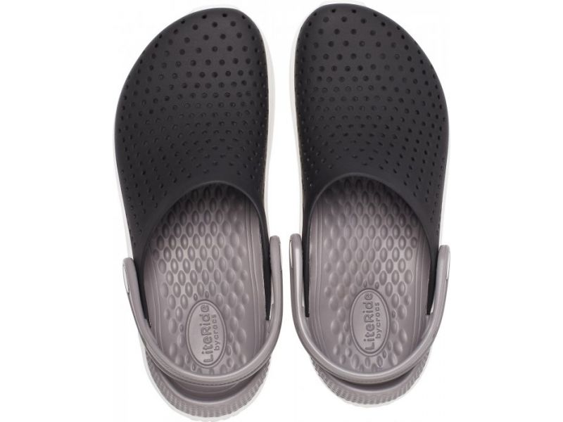 Детские черные с белой подошвой сабо CROCS Kids’ LiteRide™ Clog, фото 3