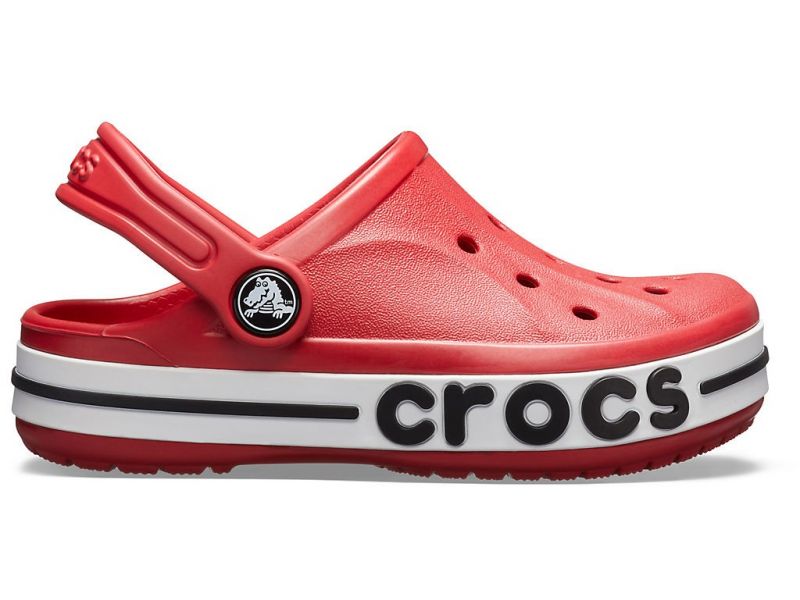 Боковой вид детских сабо Crocs Bayaband Pepper красные