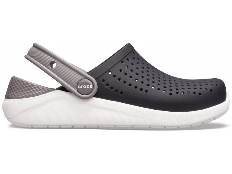 Детские черные с белой подошвой сабо CROCS Kids’ LiteRide™ Clog, фото 5