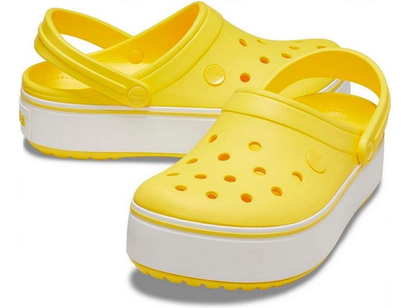 Crocs Crocband Platform Clog желтые Кроксы на платформе женские. Оригинал Сабо крокс, фото 1