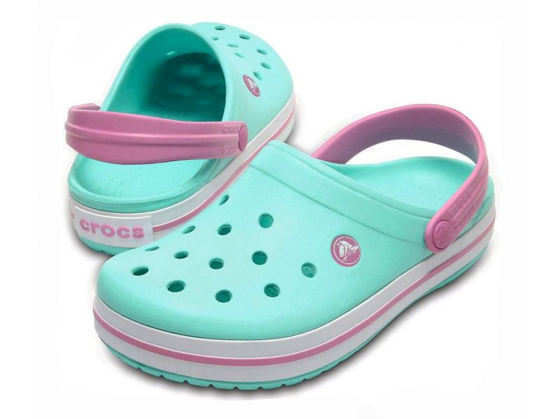 Кроксы женские мята с бледно малиновой розовой шлейкой сабо Crocs, фото 1