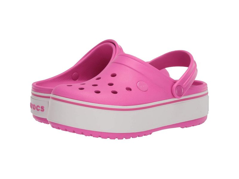 Кроксы на платформе розовые Crocs Crocband Platform Clog pink, фото 3
