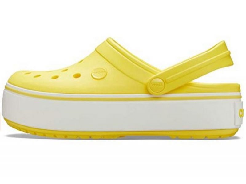 Crocs Crocband Platform Clog желтые Кроксы на платформе женские. Оригинал Сабо крокс, фото 3