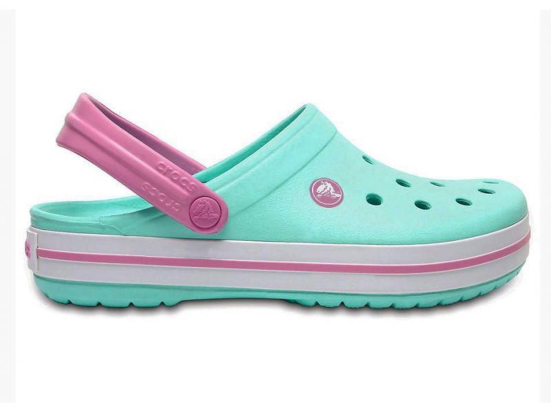 Кроксы женские мята с бледно малиновой розовой шлейкой сабо Crocs, фото 3